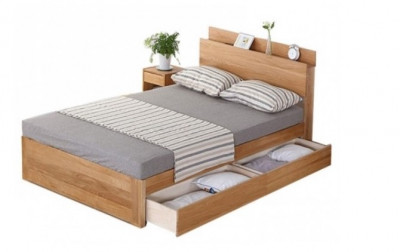 Giường nằm ngủ gỗ có  ngăn kéo và kệ đầu giường rộng 1.6m GN25