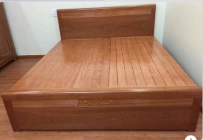 Giường ngủ gỗ xoan đào tự nhiên dát phản kích thước 1.6x2m GGNX08