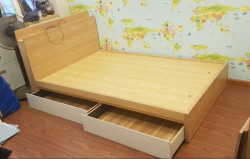 Giường ngủ gỗ giá rẻ rộng 1.2m có kệ đầu giường GN72