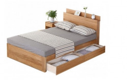 Giường nằm ngủ gỗ có  ngăn kéo và kệ đầu giường rộng 1.6m GN25