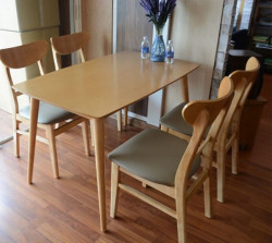 Bộ bàn ghế ăn gỗ tự nhiên 1 bàn + 4 ghế rộng 1.2m BGMG04