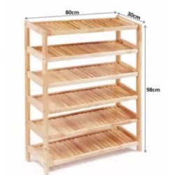 Kệ giày dép gỗ tự nhiên 6 tầng rộng 80cm KG6T80