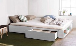 Giường ngủ gỗ công nghiệp 1m4x2m có ngăn kéo và kệ sách GN75