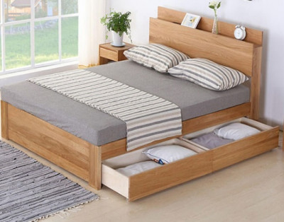 Giường ngủ có ngăn kéo và kệ đầu giường dài 1.4m GN70