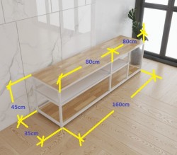 Kệ ti vi phòng khách khung sắt đợt gỗ KTVG38
