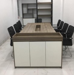 Bàn làm việc theo nhóm giá rẻ kèm tủ đầu bàn rộng 2m BHG02