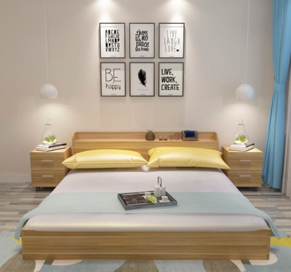 Giường Ngủ Gỗ Công Nghiệp MDF 1m2-1m6 Có Kệ Để Đồ GN26