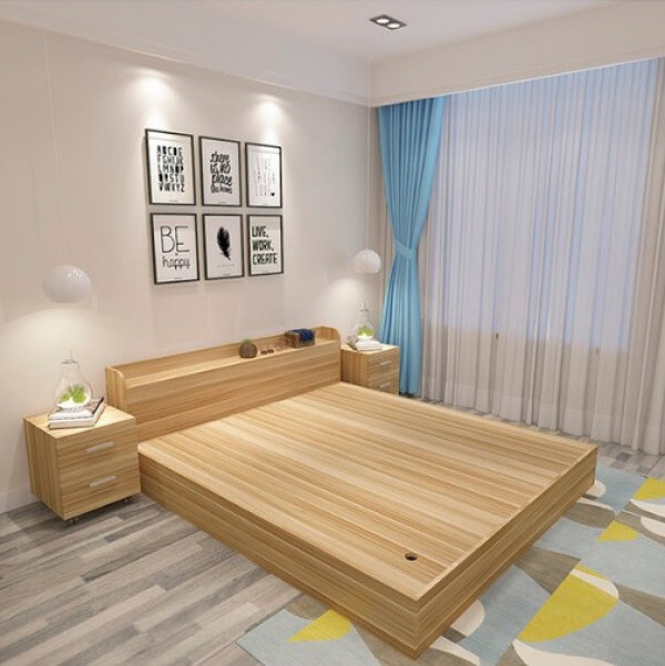 Giường Ngủ Gỗ Công Nghiệp MDF 1m2-1m6 Có Kệ Để Đồ GN26