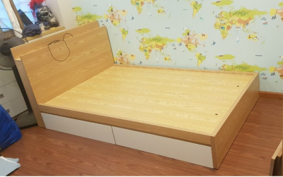 Giường ngủ giá rẻ có ngăn kéo gỗ MDF rộng 1.6m GN41