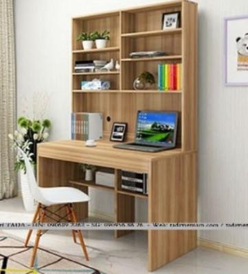 Bàn học sinh gỗ có giá sách liền bàn BGKS34