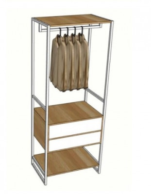 Tủ  treo quần áo khung sắt đợt gỗ TAG26