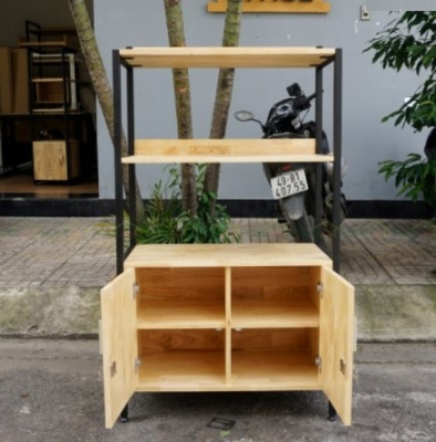 Tủ kệ khung sắt đợt gỗ giá rẻ KKS56