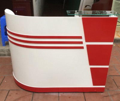 Bàn quầy bar thu ngân spa giá rẻ dài 1.2m BQG12 đỏ