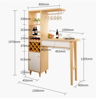 Tủ rượu phòng khách giá rẻ rộng 1.5m TRG15