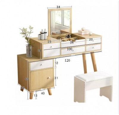 Bàn trang điểm gỗ thông minh rộng 1.2m BPG06
