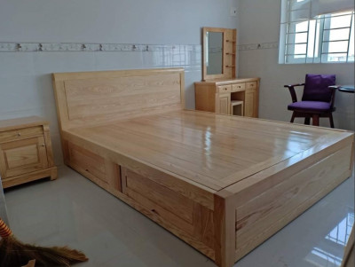 Giường gỗ sồi nga có ngăn kéo rộng 1.6m GGNS13