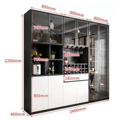 Tủ rượu gỗ cánh kính làm vách ngăn phòng rộng 2.4m TRG24