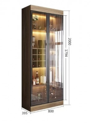 Kệ tủ rượu gỗ cánh kính rộng 80cm TRG25