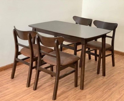 Bộ bàn ghế ăn gỗ tự nhiên 1 bàn + 4 ghế rộng 1.2m BGMG04
