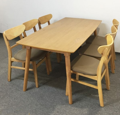 Bộ bàn ghế ăn mango màu tự nhiên rộng 1.6m BGMG08