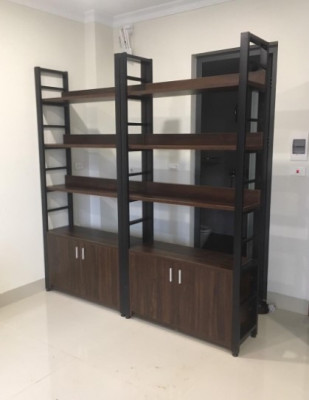 Kệ trưng bày khung sắt đợt gỗ rộng 80cm KKS57
