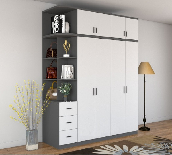 Tủ Quần Áo Gỗ Công Nghiệp Cánh Mở Chồng Tầng Hiện Đại cao 2.4m TAG75