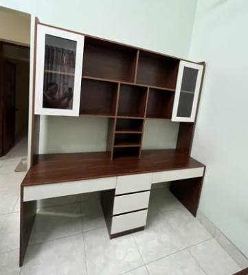 Bàn học đôi có giá sách liền bàn BGKS09