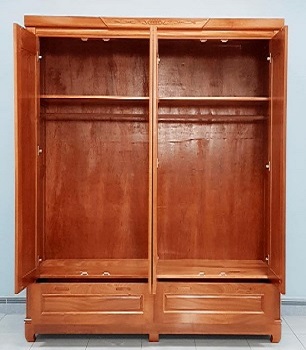 Tủ quần áo gỗ xoan đào 4 cánh rộng 2m TAGG05