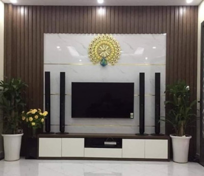 Vách tivi lam sóng kết hợp PVC TNG08