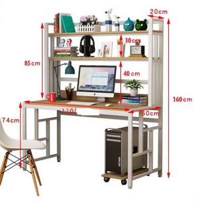 Bàn học khung sắt có giá sách BSKS15