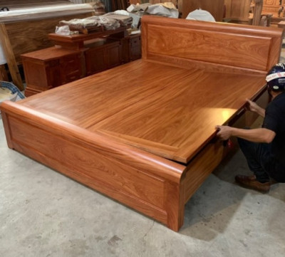 Giường ngủ gỗ hương đá tự nhiên hiện đại cao cấp GGN12 rộng 1m6