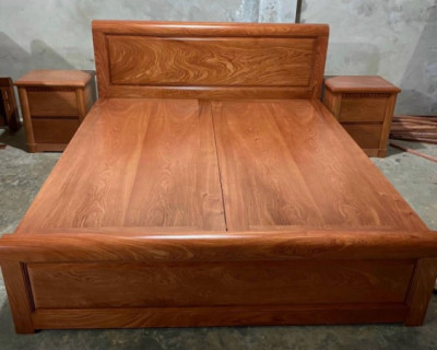 Giường ngủ gỗ tự nhiên bẳng gỗ hương đá đẹp GGN14 rộng 1.8m