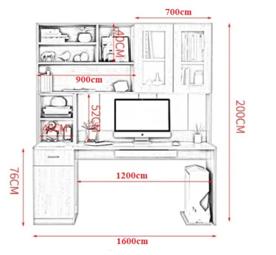 Bàn làm việc bàn học có giá sách BGKS47
