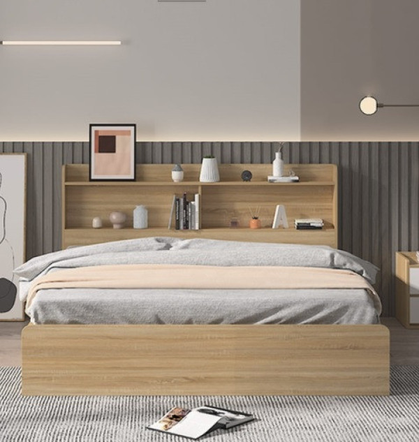 Giường Ngủ Gỗ Công Nghiệp Có Ngăn Kéo Thông Minh 1m2x2m Màu Sồi GN80